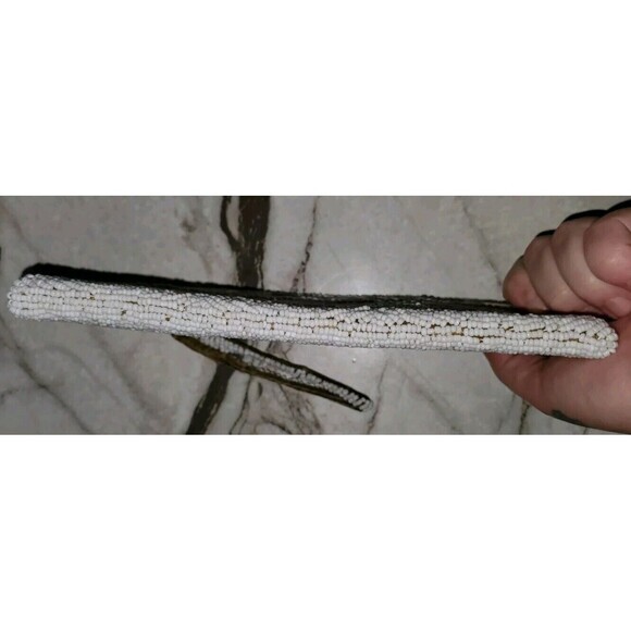 Vintage Beaded Clutch Evening Bag White‎ Mother of Pearl Party Purse - Picture 3 of 5